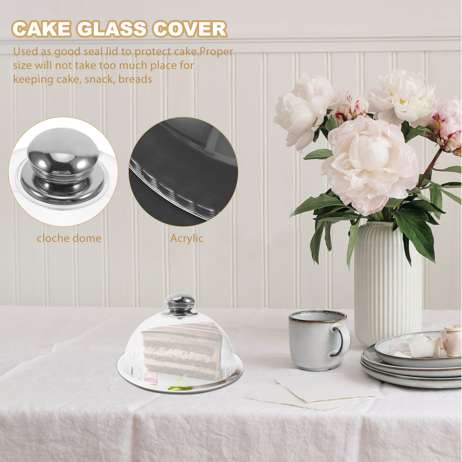 Plastic Dome Clear - 透明アクリル製ケーキドームカバー、丸型フードドーム、カップケーキ、ケーキ、マフィン、パイ用、再利用可能な食品ディスプレイプロテクター
