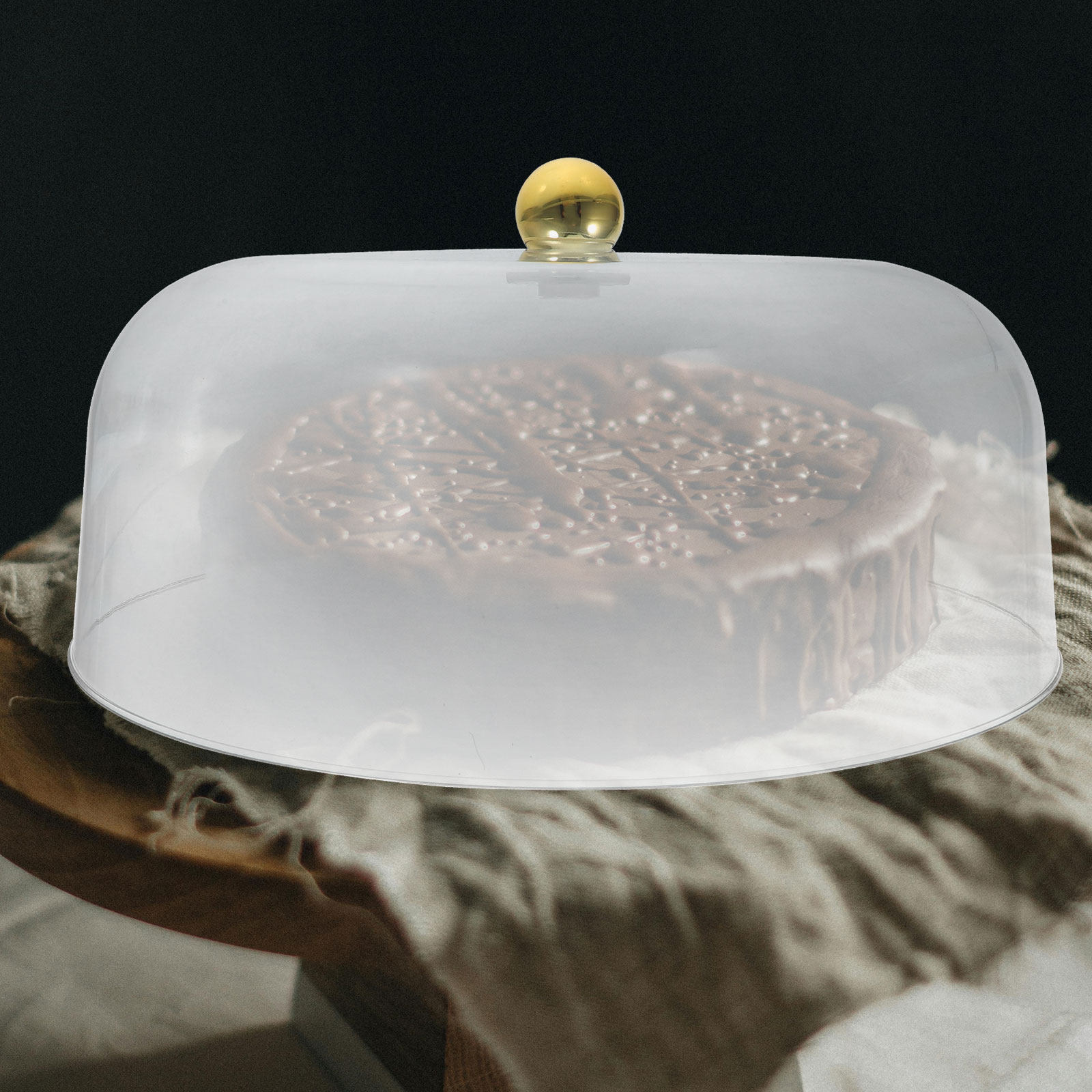 Plastic Dome Clear - 透明なケーキドーム、プラスチック製、ケーキスタンド用、パーティーでの食品展示、デザートの保管、ベーカリーでのプレゼンテーションに最適、28cm。