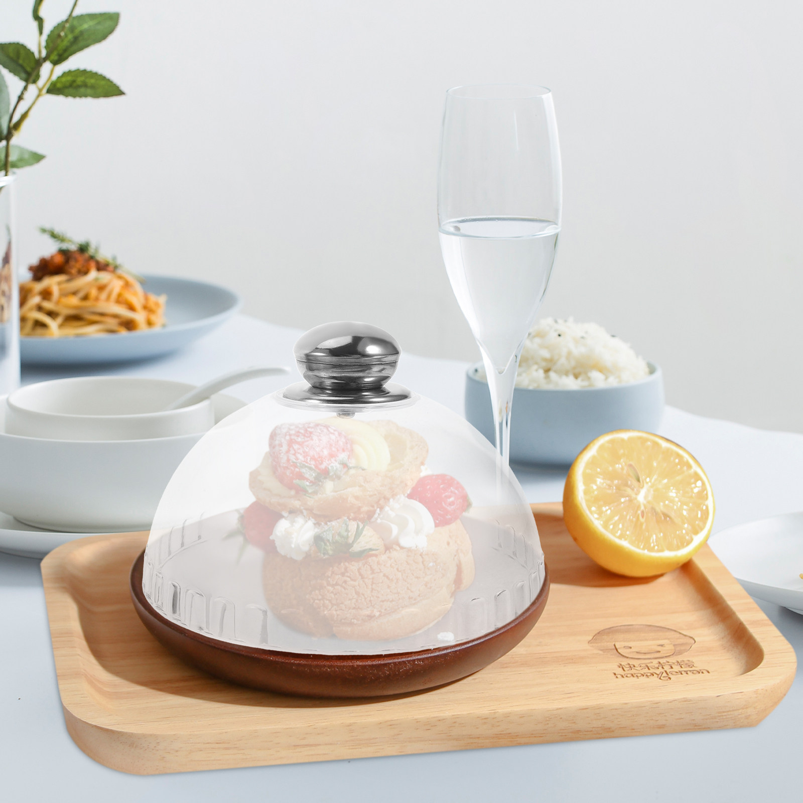 透明アクリル製ケーキドームカバー、丸型フードドーム、カップケ - Plastic Dome Clear のレビューと価格