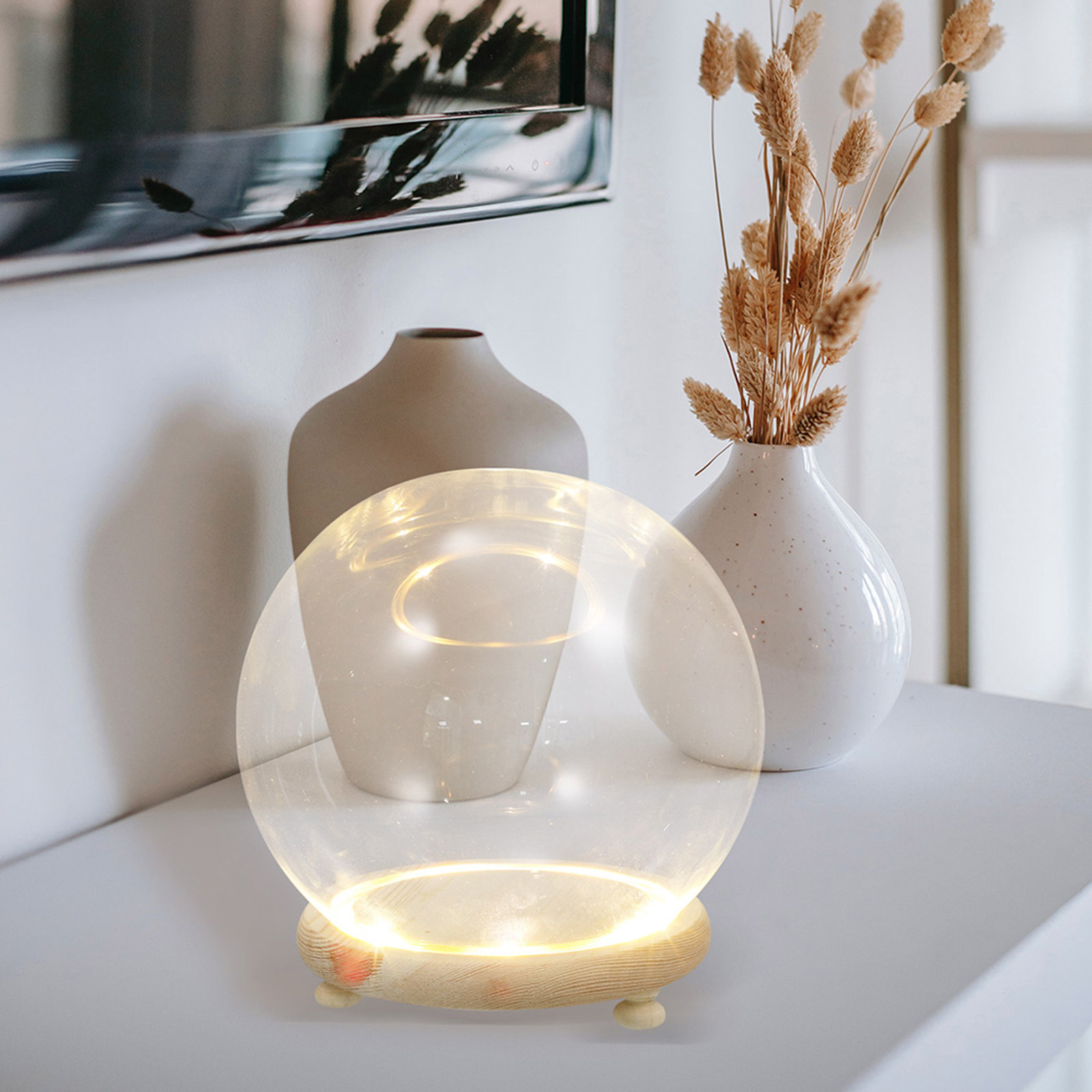 木製の台座が付いたガラス製のドーム型花瓶。生花を長く美しく飾 - Plastic Dome Clear のレビューと価格